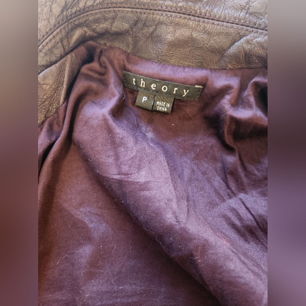 Theory Women's Burgandy Leather Jacket Size P (Similar to XS) - Picture 8 of 13